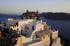 Fuerte veneciano de Oia al atardecer, Santorini