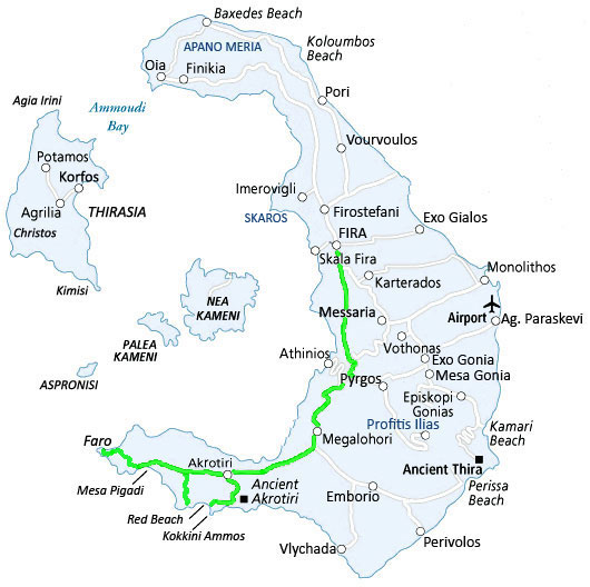 Itinerario Fira-Akrotiri